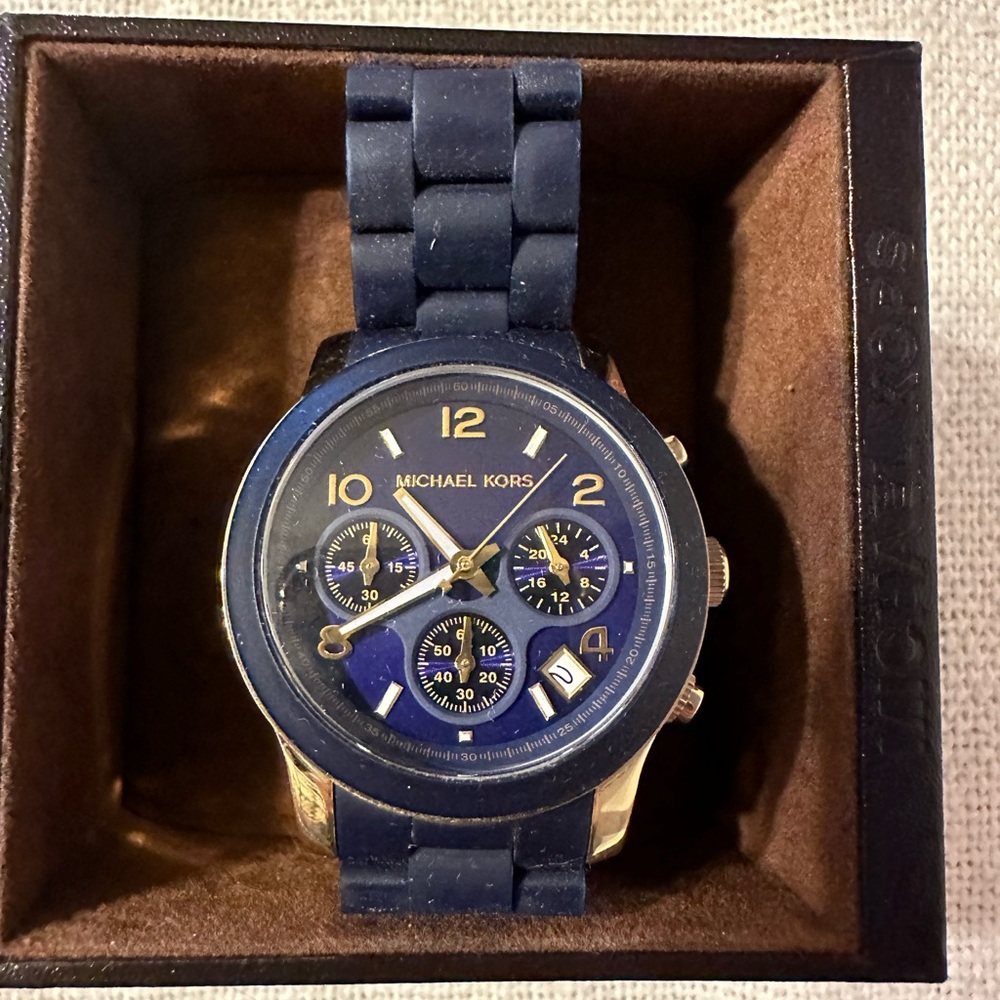 Michael Kors Navy and Gold Chronograph Watch